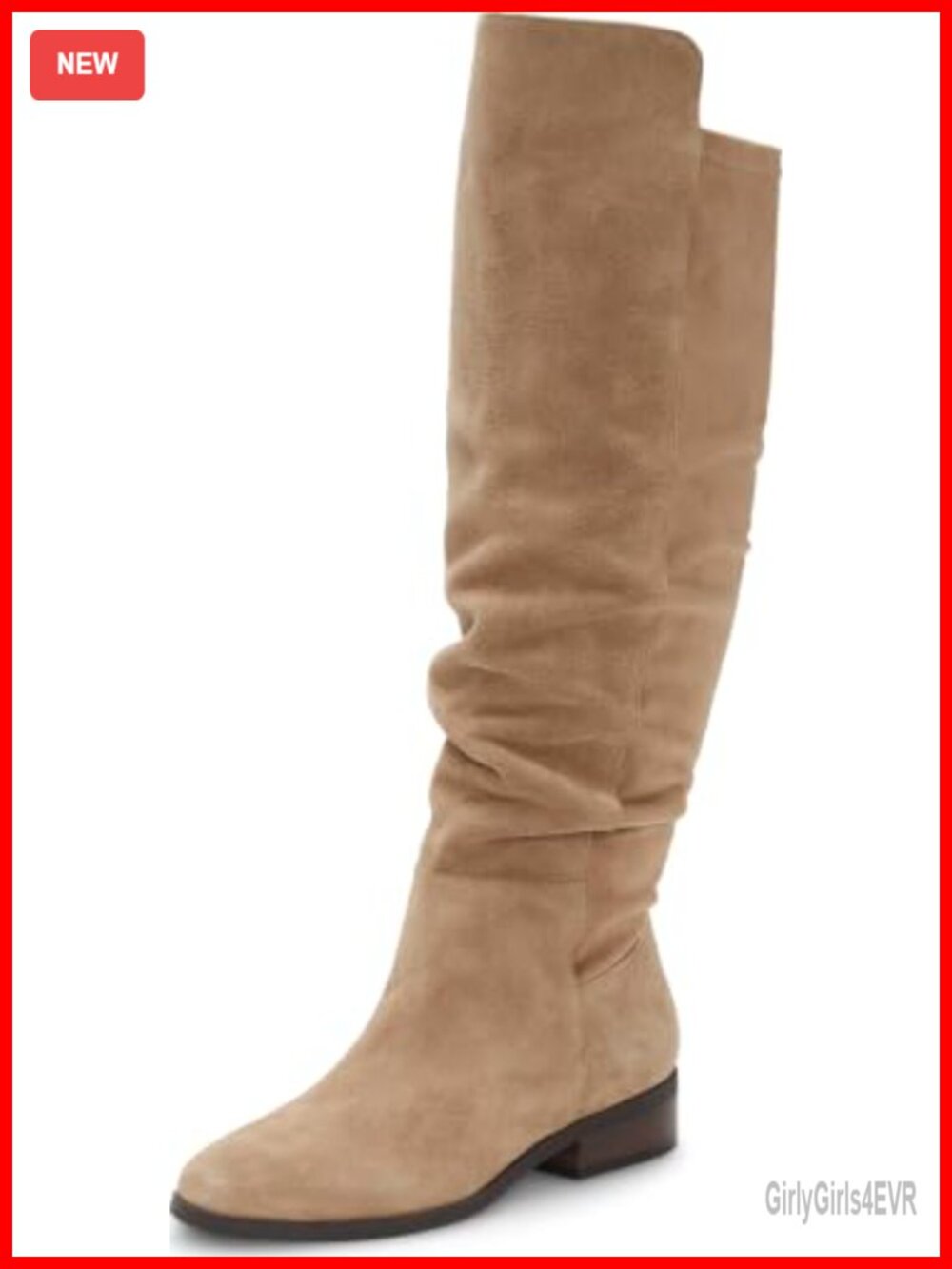 Suede Over the Knee Tall Boots Pull On Block Heel Almond Toe Equestrian